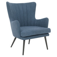OSP Home Furnishings JEN-9126 Jenson Accent Chair wih Blue Fabric and Grey Legs